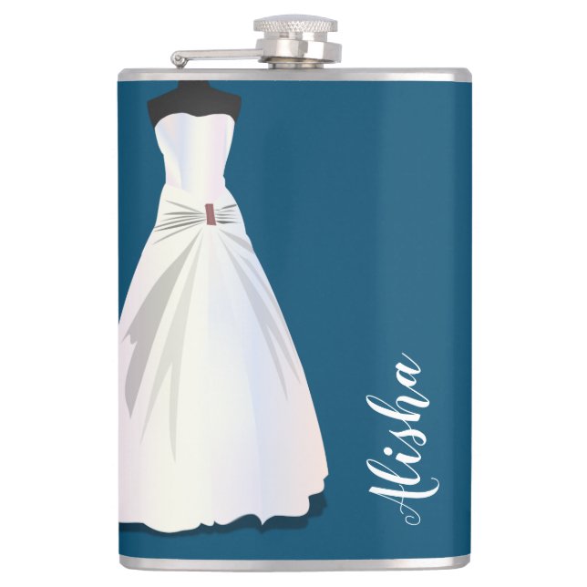 Bridesmaid Dress with  Personalize Wedding Hip Flask (Front)