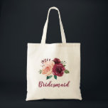 Bridesmaid Dusty Rose Burgundy Floral Wedding Tote Bag<br><div class="desc">This bridesmaid tote bag features a modern  watercolor botanical floral design with dusty rose,  burgundy roses and foliage design. You can personalize it with a name. Please visit my store for more products with this design.</div>