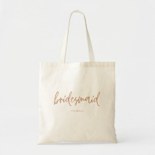 Bridesmaid Earthy Boho Handwritten Script Tote Bag