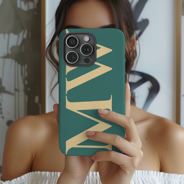 Bridesmaid | Elegant Green Wedding Bridal Initial iPhone Case (Personalized Initial Phone Case – Monogram Gift for Her or Him, Friends, Coworkers, & Birthday)