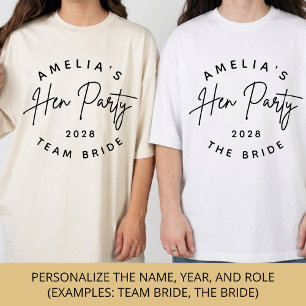 Bridesmaid   Elegant Script Hen Party Bride Custom T-Shirt