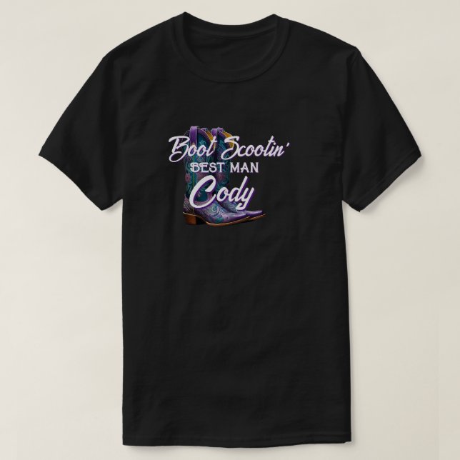 Bridesmaid Fancy Cowboy Boots Groomsman T-Shirt (Design Front)