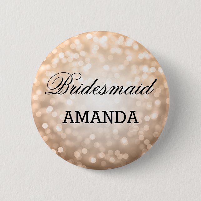 Bridesmaid Favour Copper Glitter Lights 2 Inch Round Button (Front)