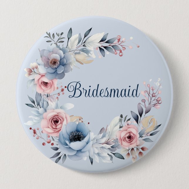 Bridesmaid favour gift 4 inch round button (Front)