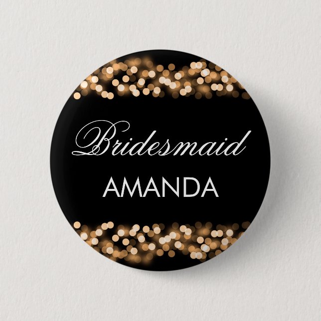 Bridesmaid Favour Gold Hollywood Glam 2 Inch Round Button (Front)