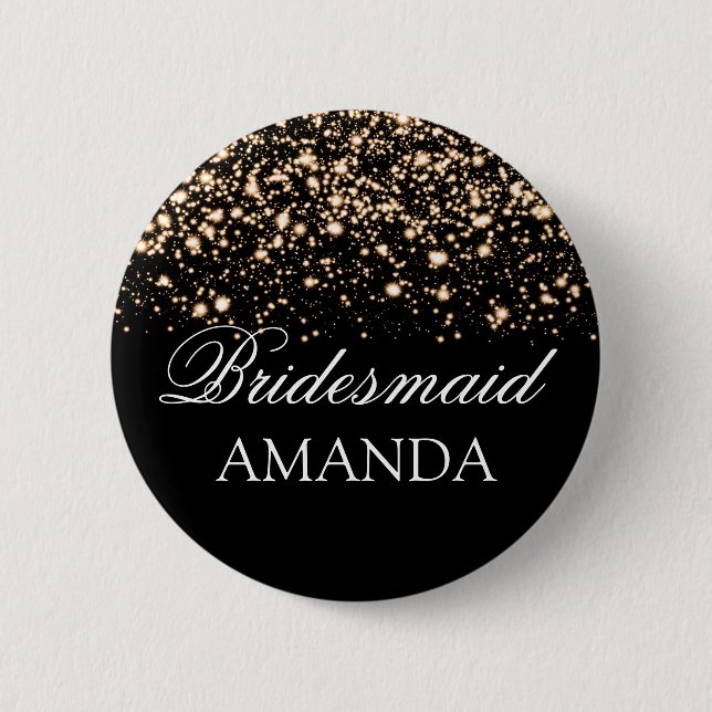 Bridesmaid Favour Gold Midnight Glam 2 Inch Round Button (Front)