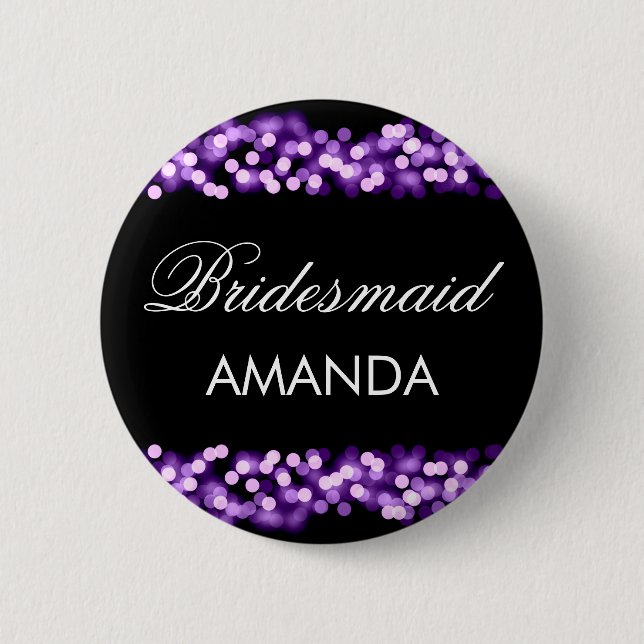 Bridesmaid Favour Purple Hollywood Glam 2 Inch Round Button (Front)