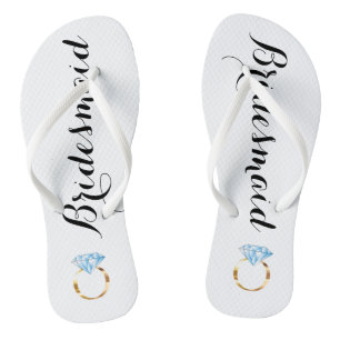 Bridesmaid Flip Flops with Diamond Ring