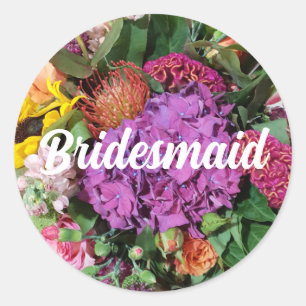 Bridesmaid Floral Arrangement Round Sticker