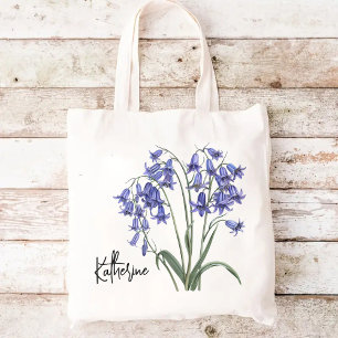 Bridesmaid Floral Birthday Mom Student Aunt Name Tote Bag