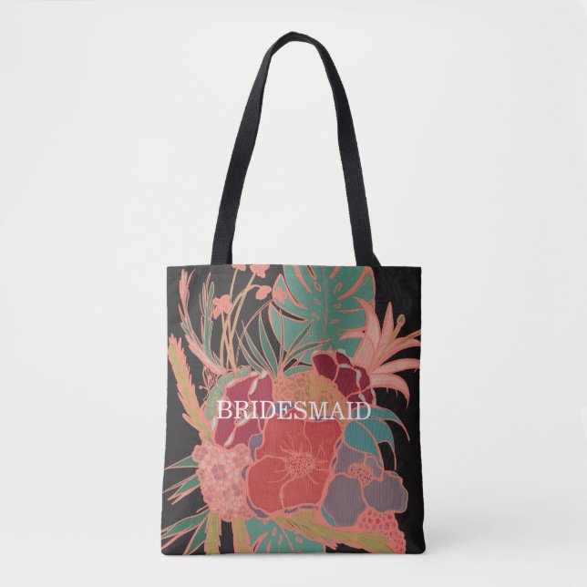 Bridesmaid Floral Boho Sac fourre-tout Motif cadea (Devant)