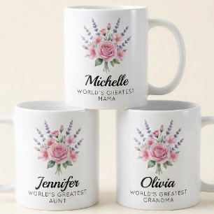 Bridesmaid Floral Mom Grandma Mother's Day Name Coffee Mug