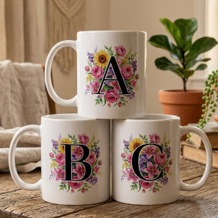 Bridesmaid Floral Monogram Mug Gift for Her Mom