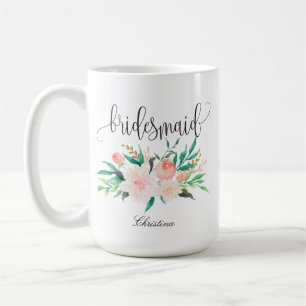 Bridesmaid Floral Personalized Wedding -1 Coffee Mug