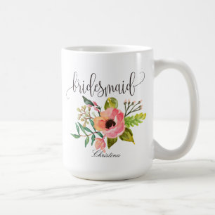 Bridesmaid Floral Personalized Wedding -6 Coffee Mug