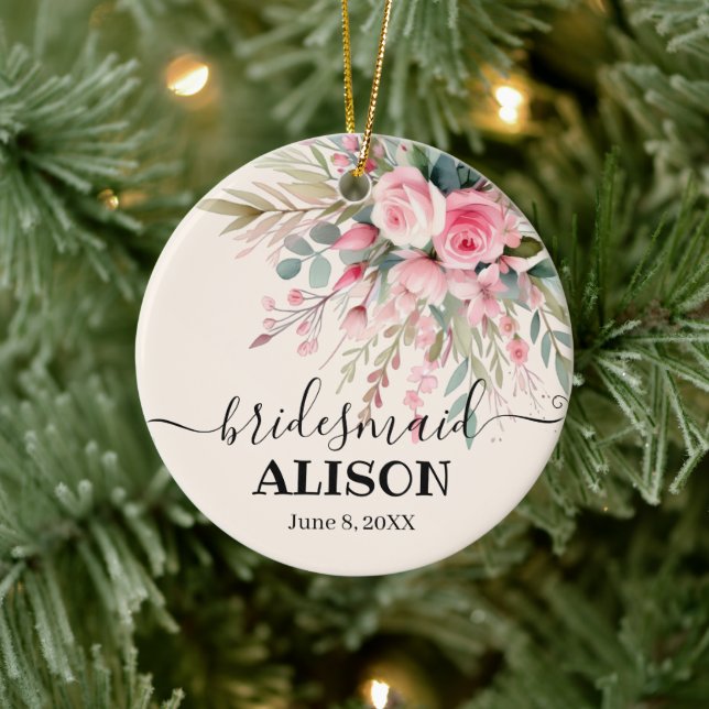 Bridesmaid Floral Wedding Keepsake Ornament (Tree)