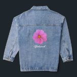 Bridesmaid Flower Denim Jacket<br><div class="desc">Your bridal party will stand out with this pink cosmos flower design grown and photographed in Dr. Marissa's garden. Pair with matching bride's jacket featuring a white cosmos flower.</div>