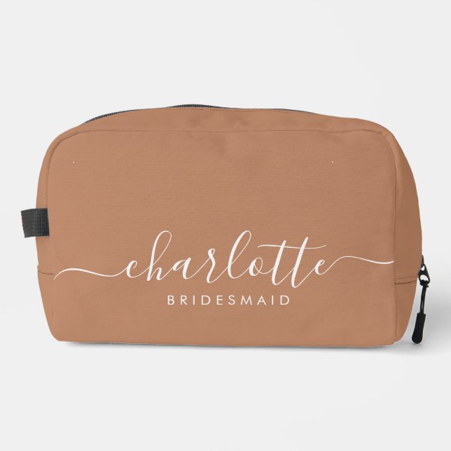 Bridesmaid Gift Caramel Dopp Kit (Front)