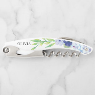 Bridesmaid Gift Cork Screw - Blue Hydrangea Corkscrew
