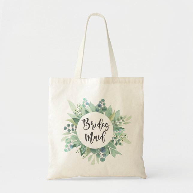 Bridesmaid Gift Eucalyptus Greenery Wedding Tote Bag (Front)