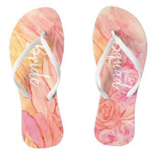 Bridesmaid Gift Flip-Flops Fresh Flowers Flip Flops