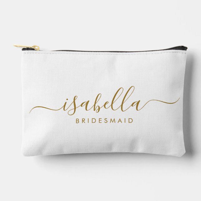 Bridesmaid Gift Gold Name Accessory Pouch (Front)