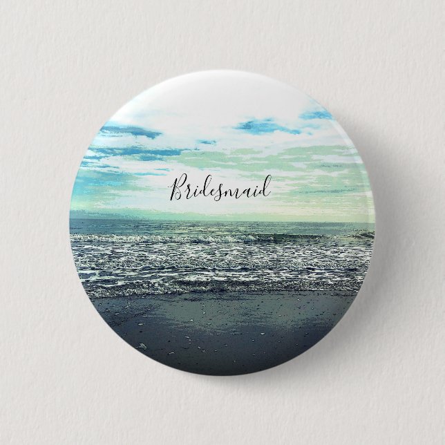 Bridesmaid Gift Party Favour Beach Ocean Abstract 2 Inch Round Button (Front)