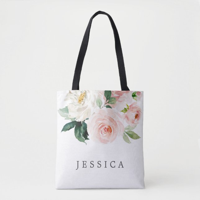 Bridesmaid Gift Personalized Tote Bag Blush (Front)