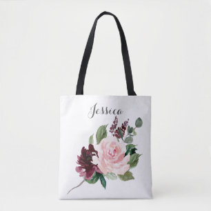 Bridesmaid Gift Personalized Tote Bag Burgundy
