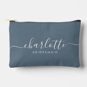 Bridesmaid Gift Print Cut Sew Accessory Slate Blue Pouch