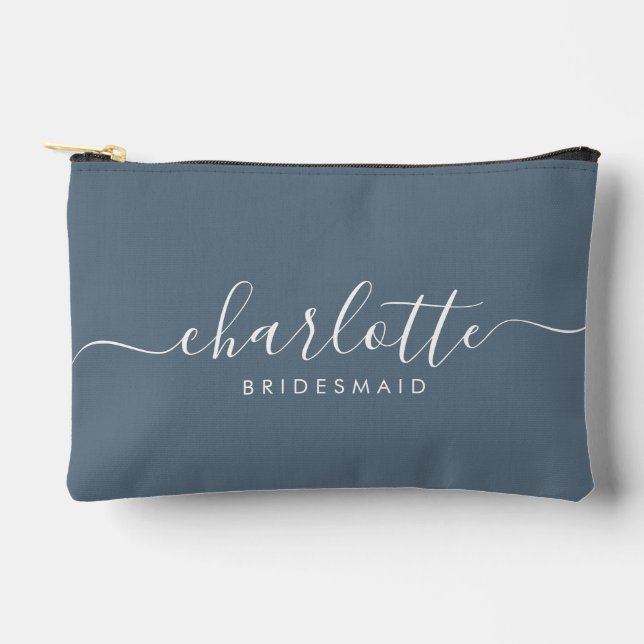 Bridesmaid Gift Print Cut Sew Accessory Slate Blue Pouch (Front)