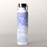 Bridesmaid gifts blue elegant hydrangeas custom water bottle<br><div class="desc">Something Blue hydrangeas elegant floral bridal shower bridesmaid gifts bridal party favours,  botanical watercolor flowers,  light blue watercolor background,  modern casual script.</div>