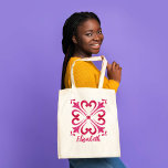 Bridesmaid gifts fuchsia magenta personalized tote bag<br><div class="desc">Bridesmaid gifts fuchsia magenta Majolica Mediterranean tiles personalized tote bag.</div>