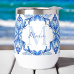 Bridesmaid gifts Italian Blue tiles monogram<br><div class="desc">That's amore vintage Italian Blue Maiolica tiles  Italian bridal shower favours bridal shower gifts bridesmaid gifts bridal party favours ,  Mediterranean blue themed gifts for her personalized name thermal wine tumbler</div>