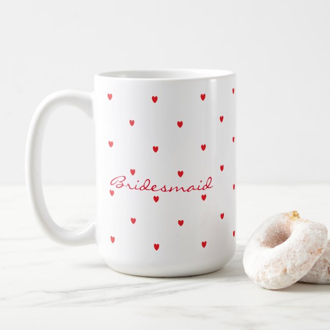 Bridesmaid Gifts Party Favour Cute Red Heart Custo Coffee Mug (With Donut)