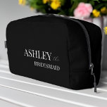 Bridesmaid gifts personalized black bag<br><div class="desc">Black and white simple elegant minimalist bridesmaid gifts personalized name bag bridal party favours</div>