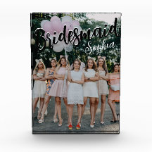 Bridesmaid Gifts Personalized Black Modern Photo 