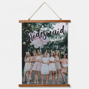 Bridesmaid Gifts Personalized Black Modern Photo  Hanging Tapestry