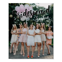 Bridesmaid Gifts Personalized Black Modern Photo 