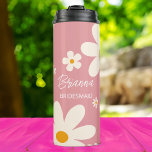 Bridesmaid gifts retro daisy desert pink custom thermal tumbler<br><div class="desc">Floral daisy desert retro pink bridal shower boho vintage flowers,  simple modern script bridesmaid gifts practical bridal party favours personalized name thermal tumbler.</div>