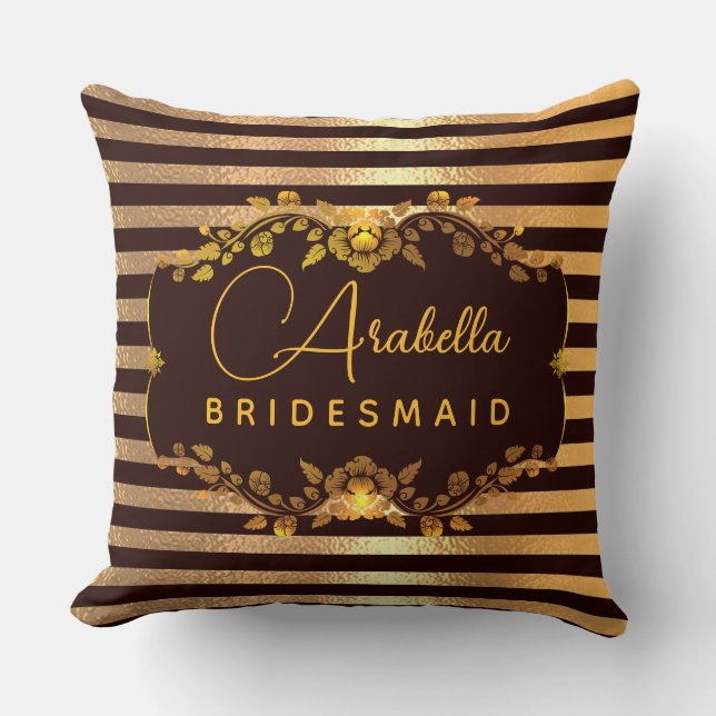 Bridesmaid Glitter heart-Print personalize  Throw Pillow (Front)