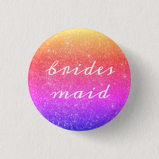 Bridesmaid Glittery Pink Ombre Colourful Wedding 1 Inch Round Button (Front)