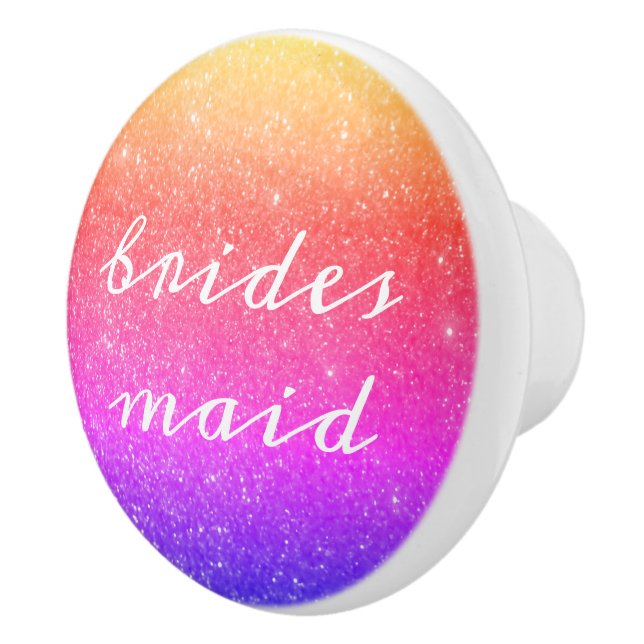 Bridesmaid Glittery Pink Ombre Gifts Decor Wedding Ceramic Knob (Right)