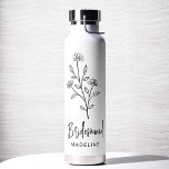 Bridesmaid Hand Scripted Name Floral Bachelorette Water Bottle<br><div class="desc">Celebrate in style with our Name Hand Scripted Bachelorette Bridal Party Thermal Wine Tumbler. Featuring an elegant, personalized script design, this tumbler is perfect for keeping beverages at the ideal temperature during your bridal festivities. Crafted from high-quality, insulated materials, it’s as practical as it is chic. Ideal for bachelorette parties,...</div>