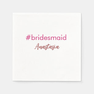 Bridesmaid hashtag light pink add name bride tribe napkin
