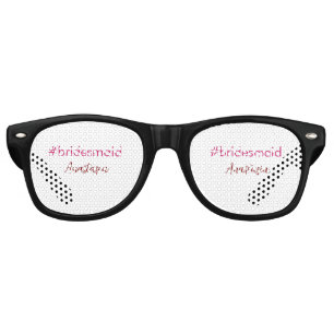 Bridesmaid hashtag light pink add name bride tribe retro sunglasses