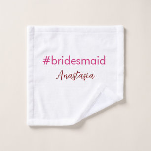Bridesmaid hashtag light pink add name bride tribe wash cloth
