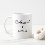 Bridesmaid Heart Script Calligraphy Bridal Party Coffee Mug<br><div class="desc">Your bridesmaid is going to need lots of coffee in this personalized mug when she's helping with your wedding planning sessions! Show her how much she means to you.</div>
