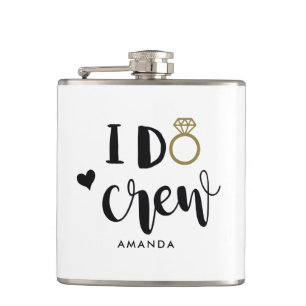 Bridesmaid I Do Crew Black and White  Hip Flask