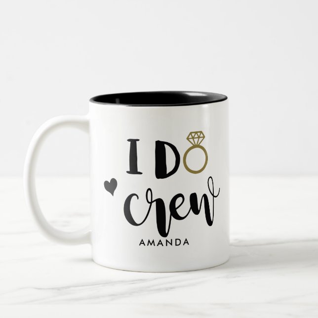 Bridesmaid I Do Crew Black and White    Two-Tone Coffee Mug (Left)